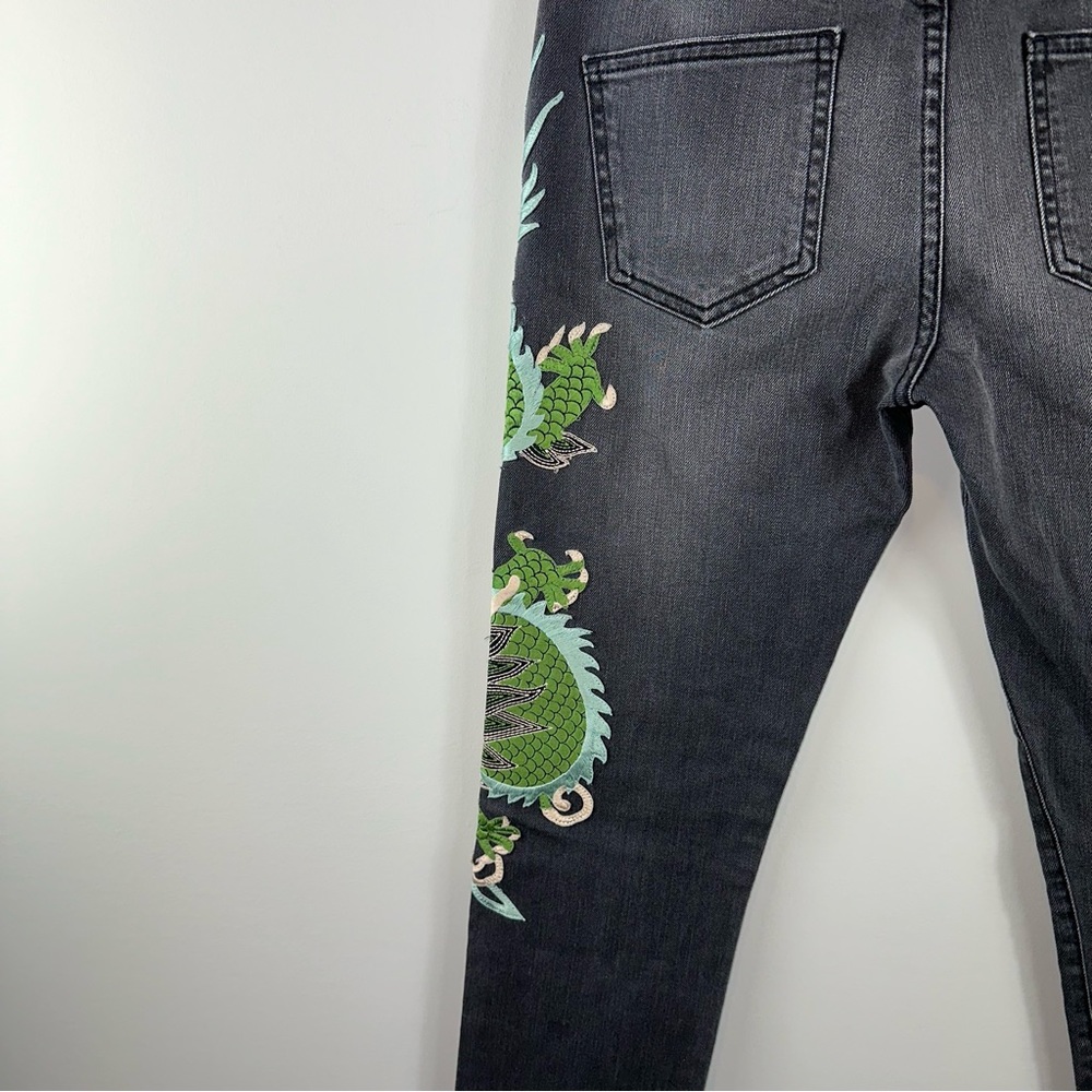 Gucci Dragon Embroidered Skinny Jeans Size 26 - Picture 8 of 13